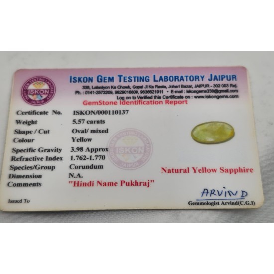 Siloni Pukhraj Stone – Natural Certified Yellow Sapphire